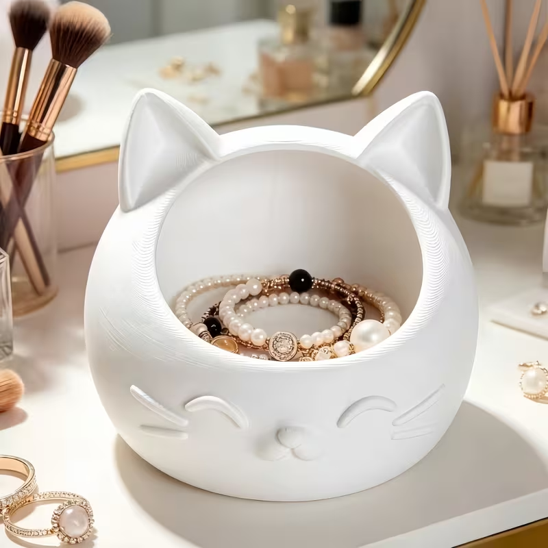 Token Tray Organizer - Mini Cartoon Cat-Shaped Storage Box Cute