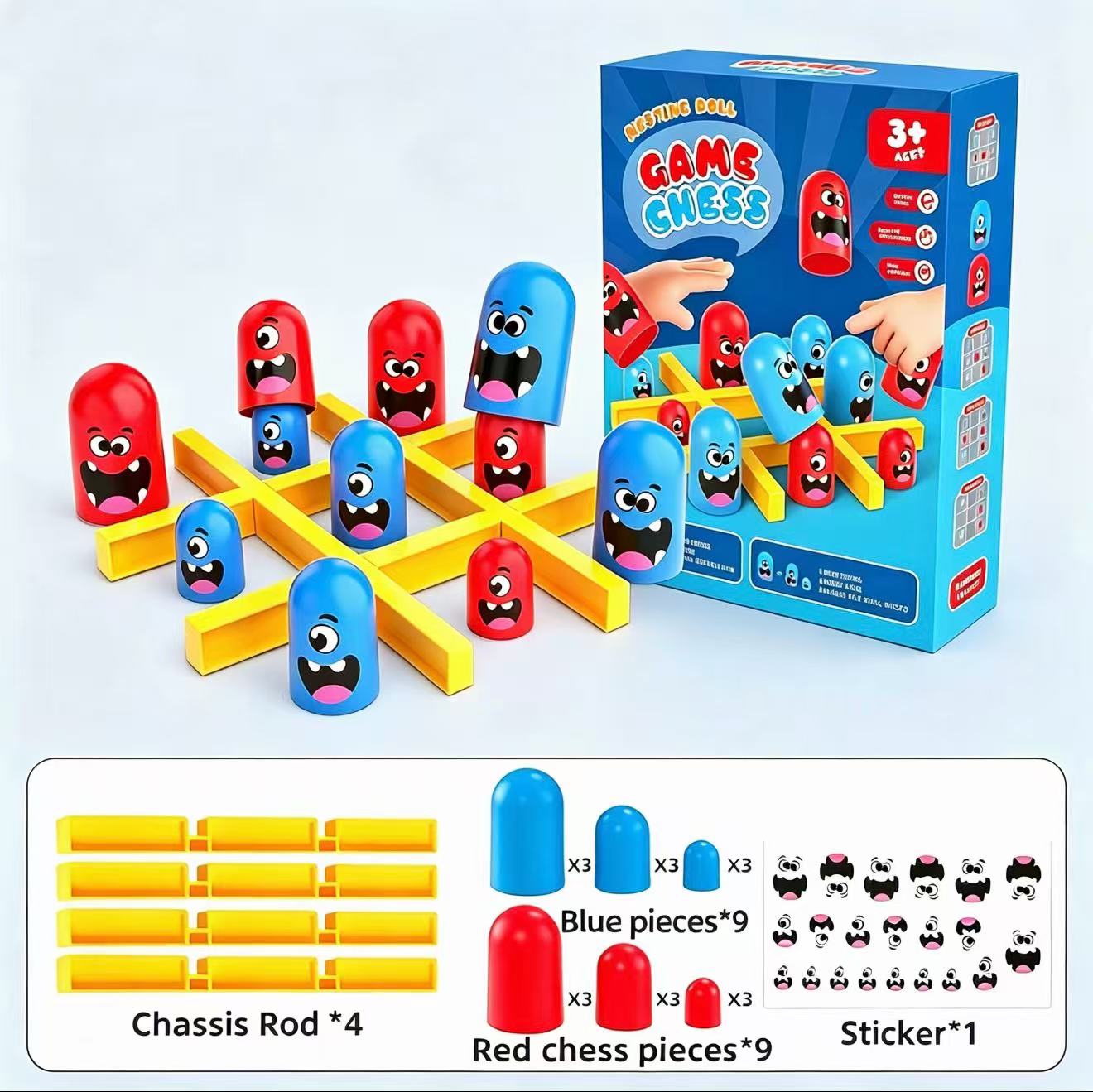 Board Game Electronic Table - Tic-Tac-Toe Eat-and-Be-Sized Stacking Cups Dual Battle