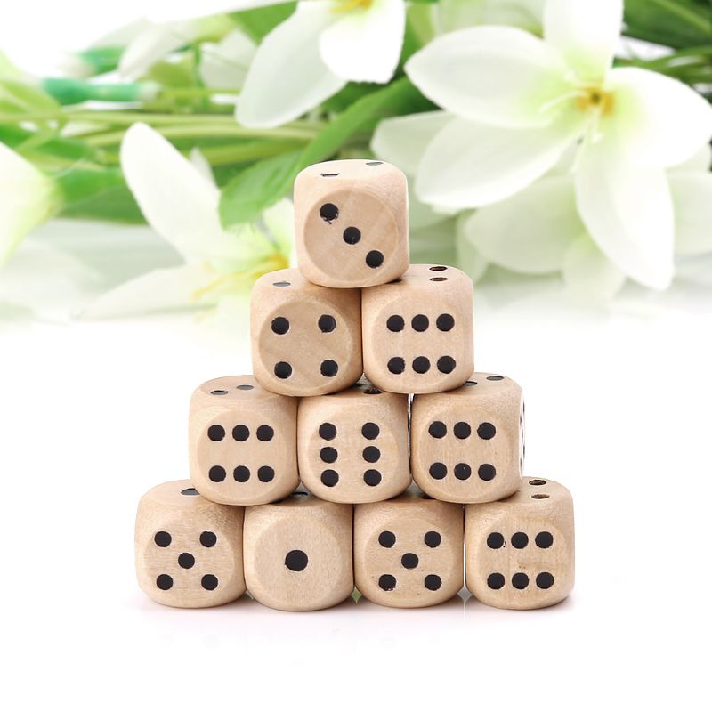 Dice Tower Wooden - 10Pcs Wooden 6 Sided D6 Faces