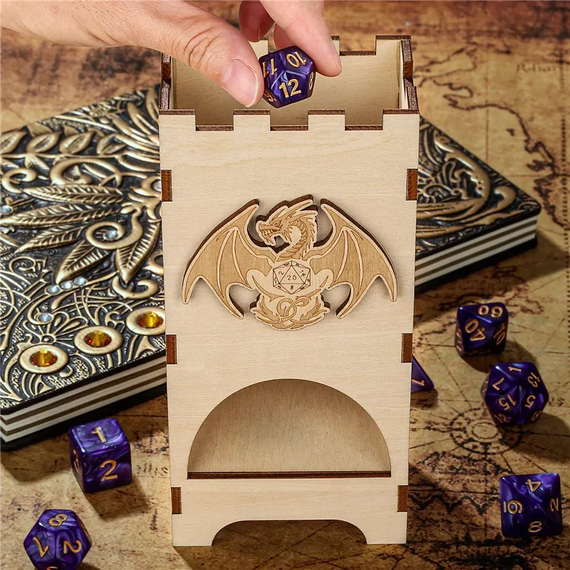 Mysterious Dragon Pattern Wood - Dice Tower Wooden 评论和价格