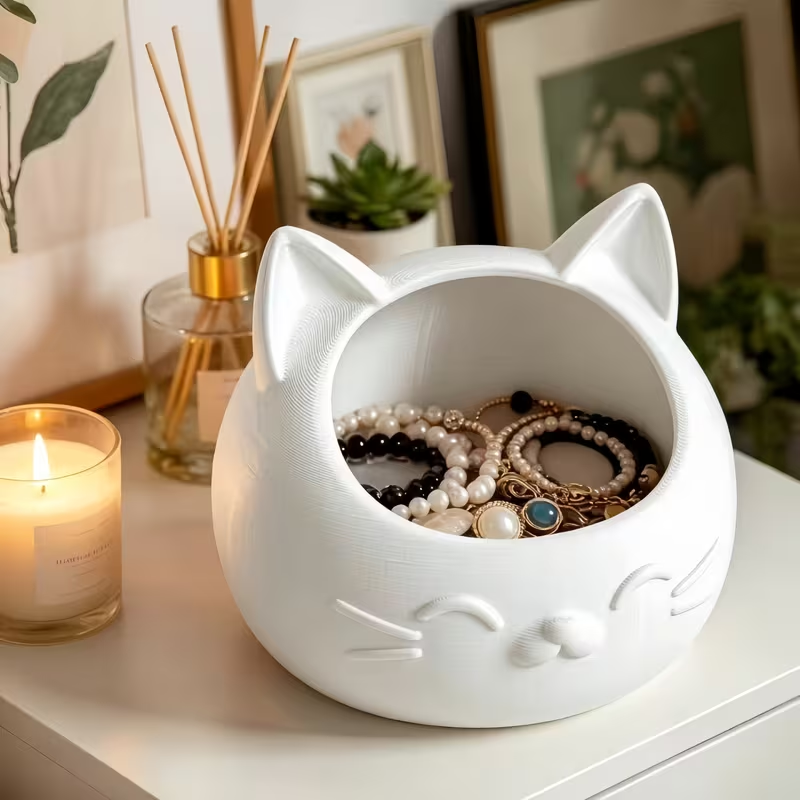 Mini Cartoon Cat-Shaped Storag - Token Tray Organizer 评论和价格