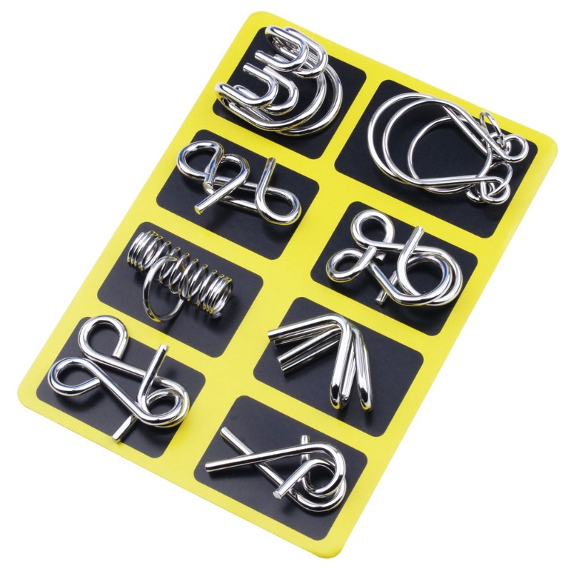 8 Pieces Metal Puzzle Set Clas - Board Game For Kids 评论和价格