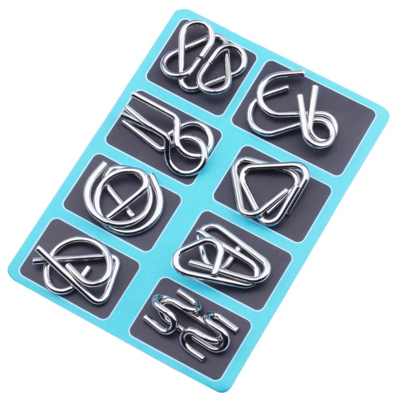 8 Pieces Metal Puzzle Set Clas - Board Game For Kids 评论和价格