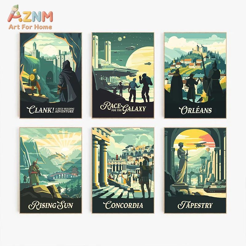 AZNM Retro Board Game Art Canv - Board Game Table 评论和价格