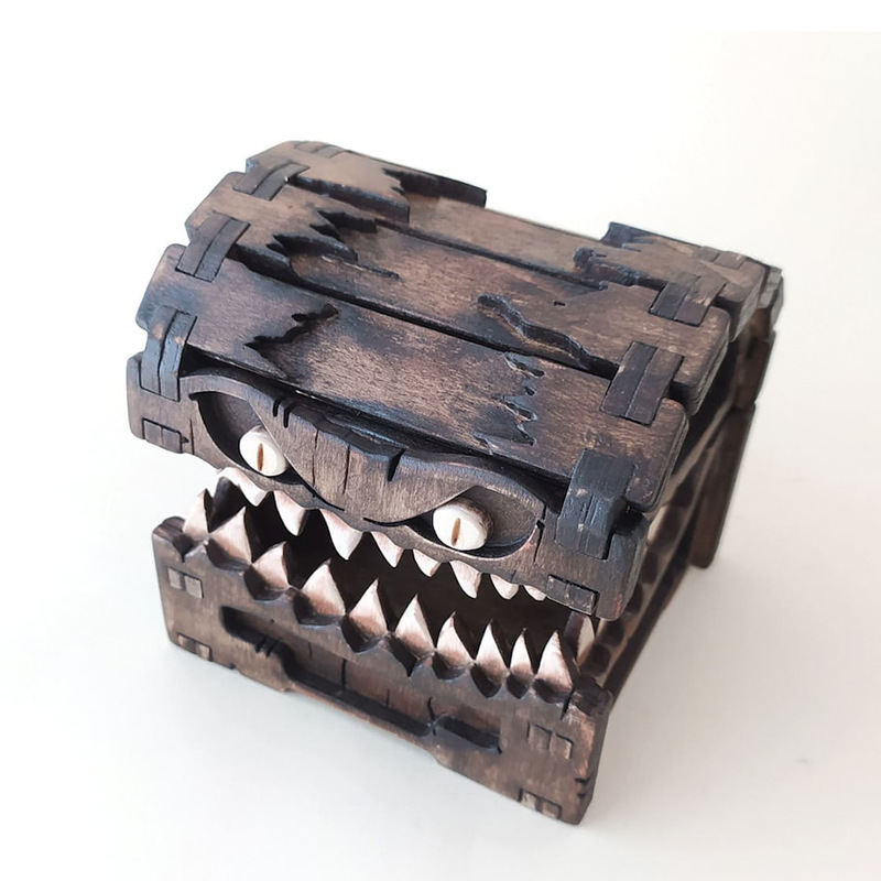 Mimic Chest for Dungeons and D - Dice Tower Wooden 评论和价格