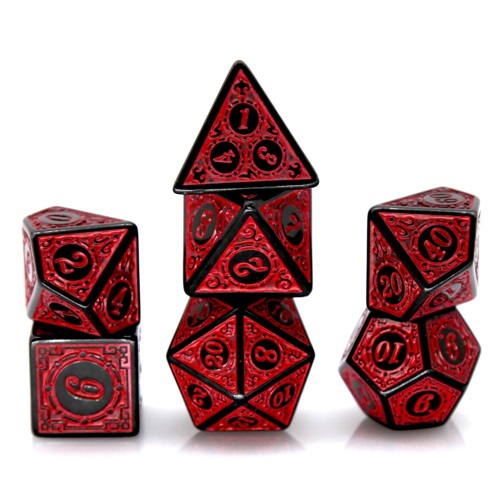 7Pcs Black Red Acrylic Polyhed - Board Game Rpg 评论和价格